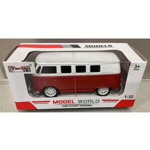 Tian Du Diecast VW Kombi T1 1:32‎ Red White Vintage Pullback Collectible Toy